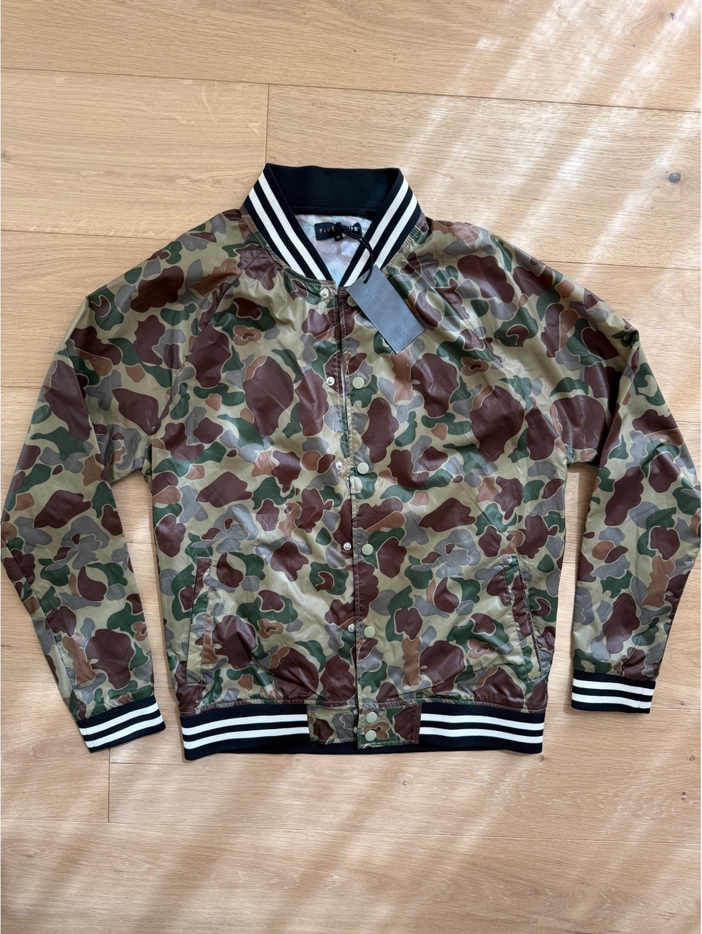 Five Four Alex Camo Bomber Jacket Men’s M NWT Nylon Varsity Streetwear